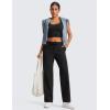 imageCRZ YOGA Straight Leg Casual Pants for Women 30 High Waisted Stretch Work Workout Travel Trousers with PocketsBlack