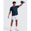 imageCRZ YOGA Texture Workout Shirts for Men  Lightweight Crewneck Running Athletic TShirts Short Sleeve Gym TopsNautical Navy Blue
