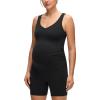 imageCRZ YOGA Butterluxe Maternity V Neck Workout Romper  Casual Sleeveless Shorts Jumpsuit Pregnancy Womens One Piece BodysuitBlack
