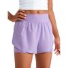 imageCRZ YOGA Girls FeatheryFit Soft 2 in 1 Dolphin Athletic Shorts  Tennis Soccer Running Casual Liner Pockets Kids TeenLilac