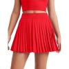 imageCRZ YOGA Girls FeatheryFit Soft Athletic Pleated Skirts  Tennis School Casual Skorts with Pockets Liner Kids TeenDeep Red
