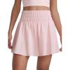 imageCRZ YOGA High ShirredWaisted Tennis Skirts for Women  Mini Lined Golf Casual Athletic Flowy Skorts with PocketsStrawberry Pink