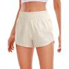 imageCRZ YOGA High Waisted Running Shorts for Women 25  Mesh Liner Quick Dry for Workout Sport Athletic with Zipper PocketWhite Apricot