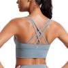 imageCRZ YOGA Naked Feeling Strappy Longline Sports Bras for Women  Medium Impact Criss Cross Yoga Padded Workout Crop TopBelgian Blue