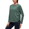 imageCRZ YOGA Pima Cotton Side Ruched Shirts for Women  Casual Workout Yoga Long Sleeve Tops Loose Crewneck Soft Comfort TShirtsGraphite Green