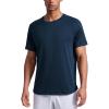 imageCRZ YOGA Texture Workout Shirts for Men  Lightweight Crewneck Running Athletic TShirts Short Sleeve Gym TopsNautical Navy Blue