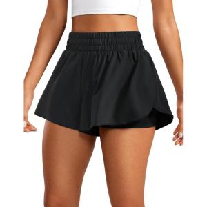 imageCRZ YOGA 2 in 1 Split Flowy Running Shorts for Women 3  High Waisted Quick Dry Skirts for Tennis Workout Athletic LoungeBlack