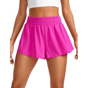 imageCRZ YOGA 2 in 1 Split Flowy Running Shorts for Women 3  High Waisted Quick Dry Skirts for Tennis Workout Athletic LoungeHibiscus Purple