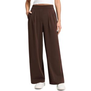 imageCRZ YOGA 4Way Stretch Wide Leg Work Pants for Women 29  Bussiness Casual Trousers with PocketsLava Brown