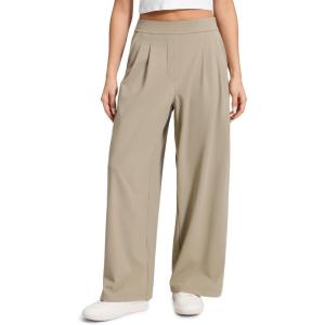 imageCRZ YOGA 4Way Stretch Wide Leg Work Pants for Women 29  Bussiness Casual Trousers with PocketsOak