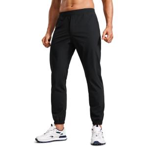imageCRZ YOGA Athletic Joggers for Men 29  Lightweight Running Training Pants with Zip Pockets and Ankle ZippersBlack