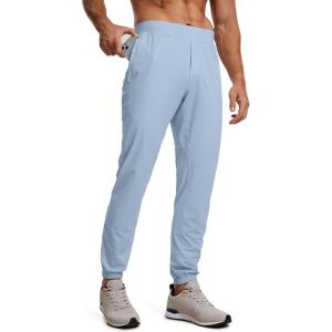 imageCRZ YOGA Athletic Joggers for Men 29  Lightweight Running Training Pants with Zip Pockets and Ankle ZippersCambric Blue