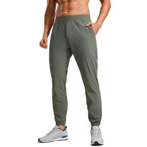 imageCRZ YOGA Athletic Joggers for Men 29  Lightweight Running Training Pants with Zip Pockets and Ankle ZippersGrey Sage