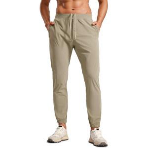 imageCRZ YOGA Athletic Joggers for Men 29  Lightweight Running Training Pants with Zip Pockets and Ankle ZippersKhali Barley