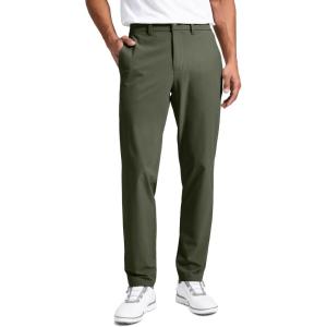 imageCRZ YOGA Breeze Comfy Golf Pants for Men  3032 Lightweight Quick Dry Casual Athletic Work Dress Trousers with PocketsLight Army Green