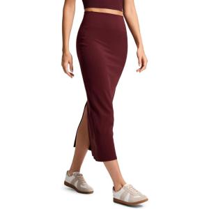 imageCRZ YOGA Butterlift Maxi Pencil Skirt for Women  High Waisted Bodycon Casual Travel Skort with Back SlitRed Merlot