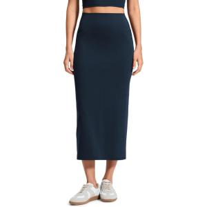 imageCRZ YOGA Butterlift Maxi Pencil Skirt for Women  High Waisted Bodycon Casual Travel Skort with Back SlitTrue Navy