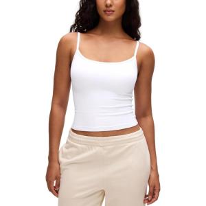imageCRZ YOGA Butterluxe Double Lined Cami Tank Tops for Women  Yoga Casual Going Out Soft Scoop Neck Summer Sleeveless ShirtWhite