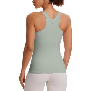 imageCRZ YOGA Butterluxe High Neck Tank Tops for Women  Racerback Workout Padded Yoga Athletic Camisole with Built in BraGreen Palm Court
