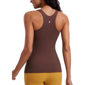 imageCRZ YOGA Butterluxe High Neck Tank Tops for Women  Racerback Workout Padded Yoga Athletic Camisole with Built in BraTaupe