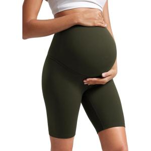 imageCRZ YOGA Butterluxe Maternity Biker Shorts 8  Over The Belly Pregnancy Yoga Workout Womens Activewear Buttery SoftOlive Green