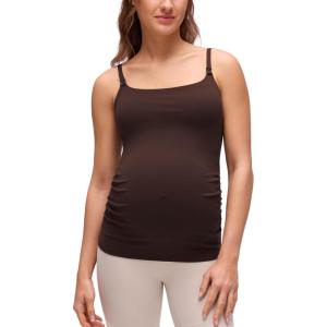 imageCRZ YOGA Butterluxe Maternity Clip Down Nursing Tank Tops  Adjustable Straps Womens Pregnancy Casual Cami Shirt Built in BraHot Fudge Brown