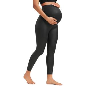 imageCRZ YOGA Butterluxe Maternity Leggings 25  Over The Belly Buttery Soft Workout Activewear Yoga Womens Pregnancy PantsBlack Foil Pattern
