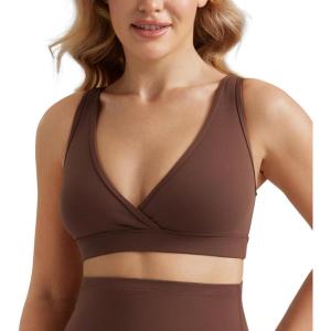imageCRZ YOGA Butterluxe Maternity V Neck Nursing Bras  Wireless Sleep Breastfeeding Lounge Womens Pregnancy Bralette ComfyCoffee Brown