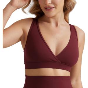 imageCRZ YOGA Butterluxe Maternity V Neck Nursing Bras  Wireless Sleep Breastfeeding Lounge Womens Pregnancy Bralette ComfyRed Merlot