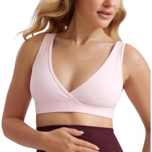 imageCRZ YOGA Butterluxe Maternity V Neck Nursing Bras  Wireless Sleep Breastfeeding Lounge Womens Pregnancy Bralette ComfyStrawberry Pink
