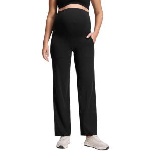 imageCRZ YOGA Butterluxe Maternity Wide Leg Pants Pockets 315  Over The Belly Workout Yoga Lounge Womens PregnancyBlack