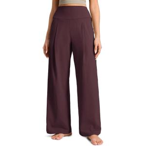imageCRZ YOGA Butterluxe Palazzo Pants Pockets 30  Front Pleated High Waisted Yoga Lounge Casual Wide Leg Buttery SoftRipe Plum