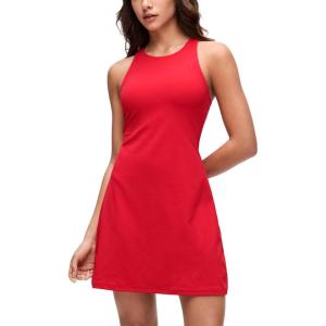 imageCRZ YOGA Butterluxe Racerback Mini Dress for Women  A Line Crewneck Casual Travel Outfits with Bras No Builtin ShortsAurora Red