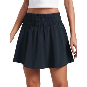 imageCRZ YOGA High ShirredWaisted Tennis Skirts for Women  Mini Lined Golf Casual Athletic Flowy Skorts with PocketsTrue Navy