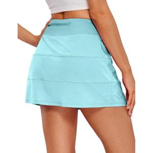 imageCRZ YOGA High Waisted A line Golf Skirts for Women  Mini Lined Tennis Casual Work Skorts with 3 PocketsTurquoise