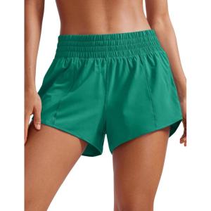 imageCRZ YOGA High Waisted Running Shorts for Women 25  Mesh Liner Quick Dry for Workout Sport Athletic with Zipper PocketCascadia Green