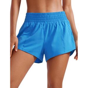 imageCRZ YOGA High Waisted Running Shorts for Women 25  Mesh Liner Quick Dry for Workout Sport Athletic with Zipper PocketMadagascar Blue