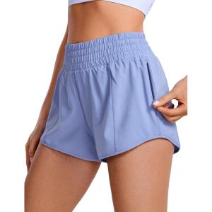 imageCRZ YOGA High Waisted Running Shorts for Women 25  Mesh Liner Quick Dry for Workout Sport Athletic with Zipper PocketPeriwinkle Purple