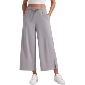 imageCRZ YOGA Lightweight Wide Leg Cropped Pants for Women 25  Casual Travel Work Sweatpants SummerDark Chrome