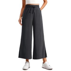 imageCRZ YOGA Lightweight Wide Leg Cropped Pants for Women 25  Casual Travel Work Sweatpants SummerGraphite Grey