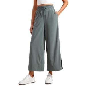 imageCRZ YOGA Lightweight Wide Leg Cropped Pants for Women 25  Casual Travel Work Sweatpants SummerGrey Sage