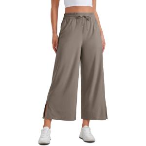 imageCRZ YOGA Lightweight Wide Leg Cropped Pants for Women 25  Casual Travel Work Sweatpants SummerNomad Grey