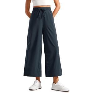 imageCRZ YOGA Lightweight Wide Leg Cropped Pants for Women 25  Casual Travel Work Sweatpants SummerTrue Navy