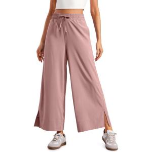 imageCRZ YOGA Lightweight Wide Leg Cropped Pants for Women 25  Casual Travel Work Sweatpants SummerTwilight Rose Pink