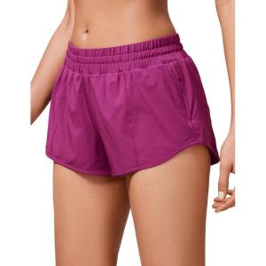 imageCRZ YOGA Low Waisted Running Shorts for Women 25  Mesh Liner Quick Dry for Workout Sport Athletic with Zipper PocketMagenta Purple