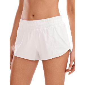 imageCRZ YOGA Low Waisted Running Shorts for Women 25  Mesh Liner Quick Dry for Workout Sport Athletic with Zipper PocketMilky White Bone