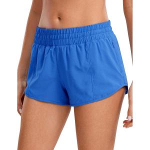 imageCRZ YOGA Low Waisted Running Shorts for Women 25  Mesh Liner Quick Dry for Workout Sport Athletic with Zipper PocketSparkle Blue