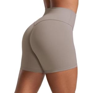 imageCRZ YOGA Secretsculpt Butterlift Biker Shorts 4  No Front Seam High Waisted Womens Workout Gym Booty Scrunch ButtCreamy Latte