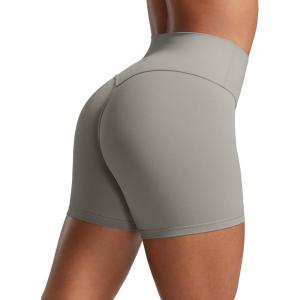 imageCRZ YOGA Secretsculpt Butterlift Biker Shorts 4  No Front Seam High Waisted Womens Workout Gym Booty Scrunch ButtRock Grey