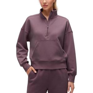 imageCRZ YOGA SoftAura Half Zip Sweatshirt for Women  Pullover Workout Casual Funnel Neck Sweat Shirts with PocketLight Ripe Plum